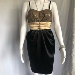 A. Byer 7 black and gold dress w gold sequins